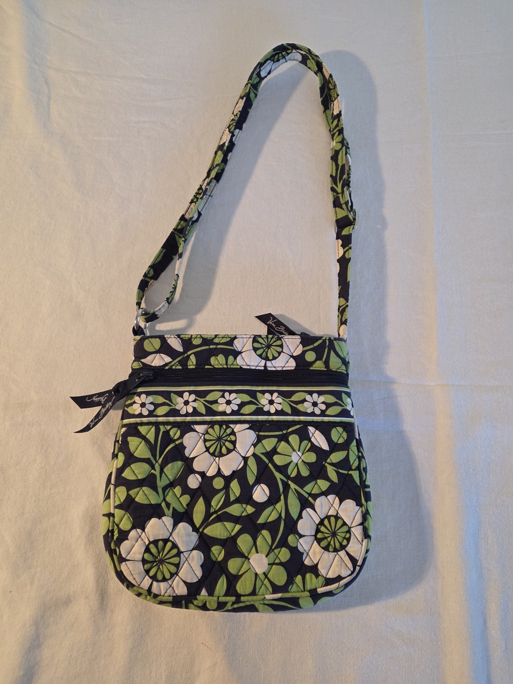 Vera Bradley Quilted Floral Crossbody Bag - Navy, Green & White